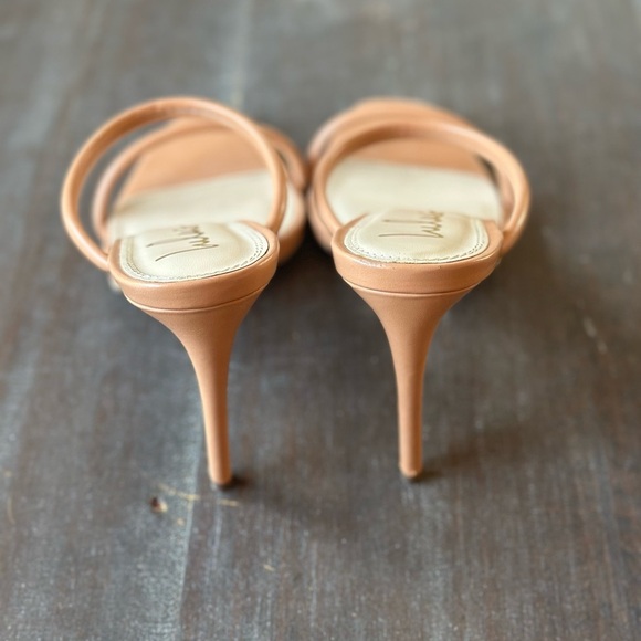 Lulus Theyaa Tan Square-Toe High Heel Sandals Two Straps Dressy Size 10 EUC - Picture 4 of 7